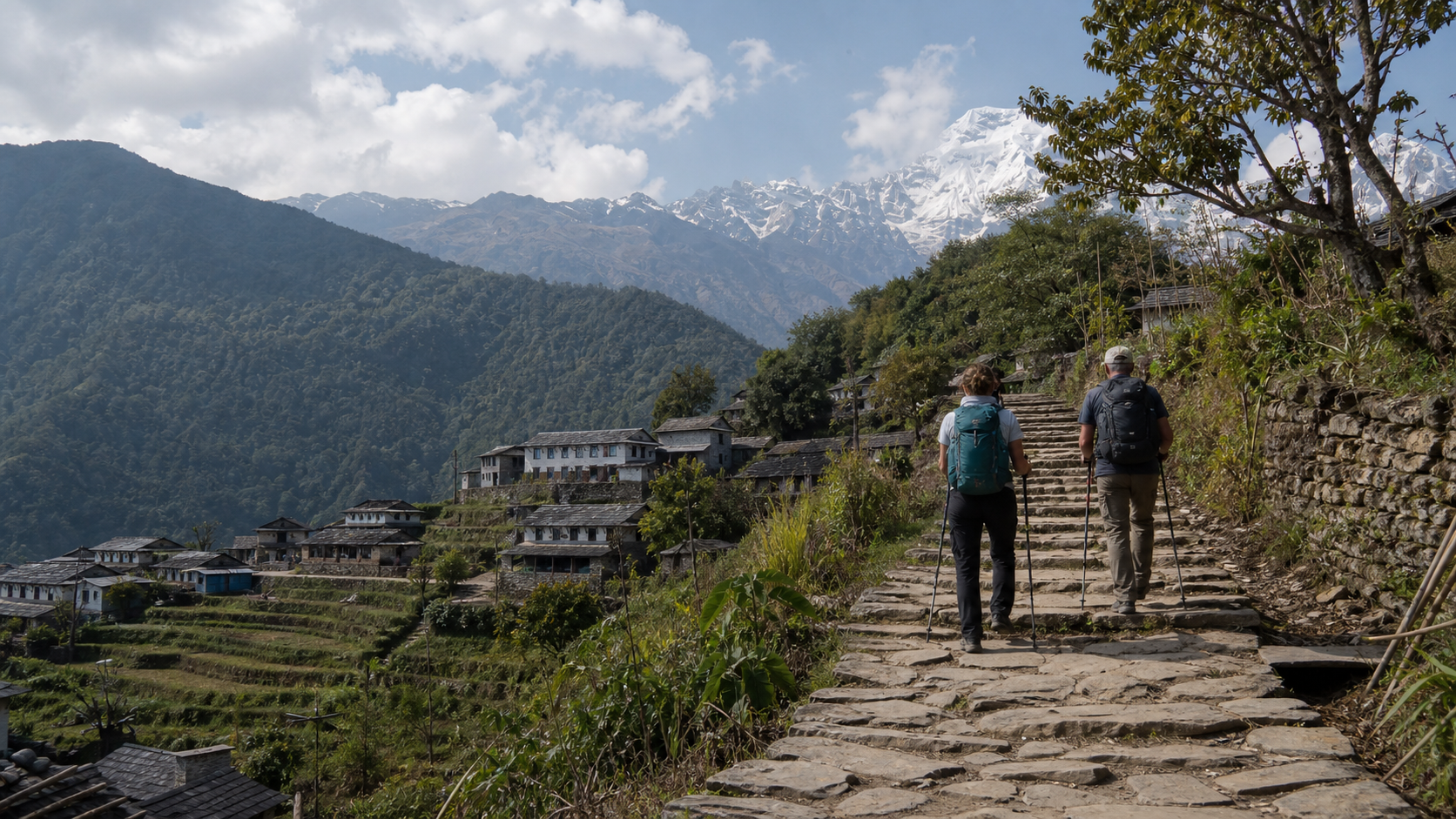 Stone steps on the trek to Ghandruk