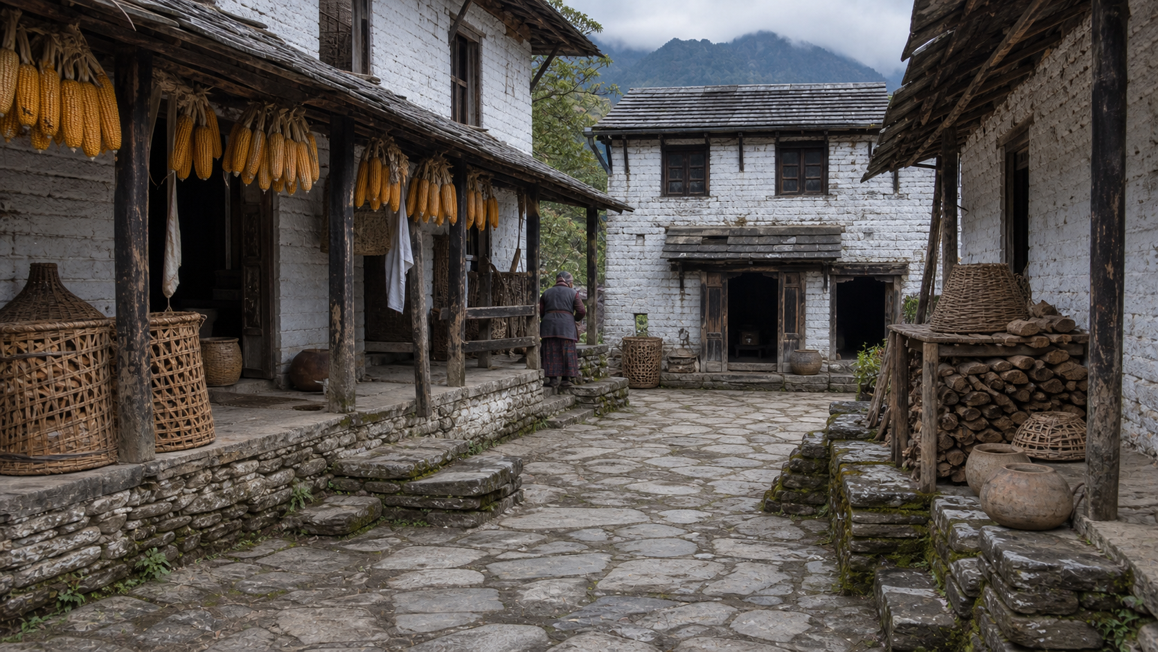 Gurung courtyard in Ghandruk