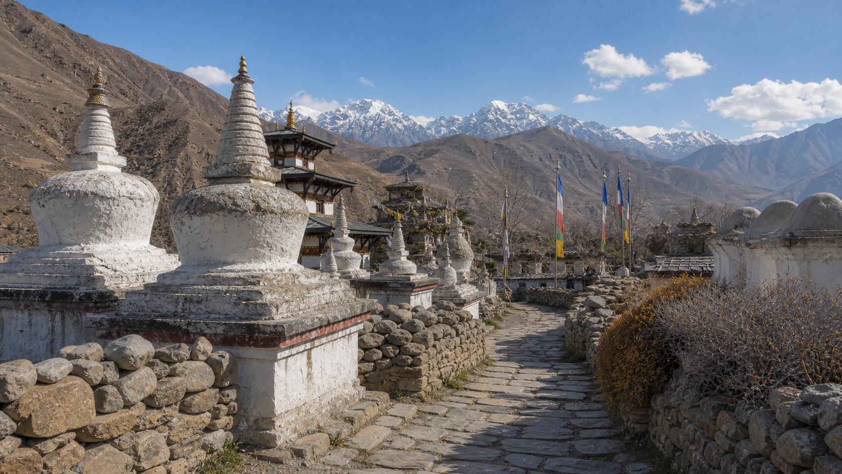 Chortens in the Muktinath temple precinct