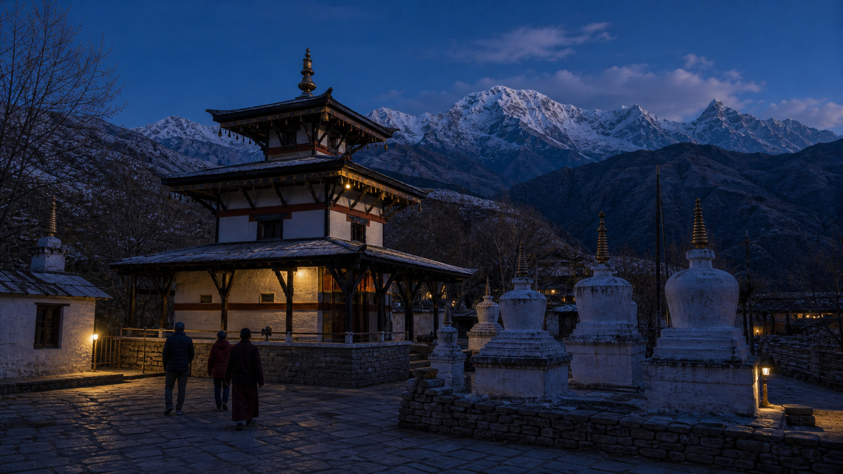 Blue hour at Muktinath temple